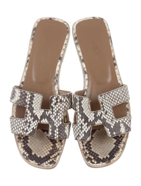 hermes rhinestone sandals|Hermes snakeskin sandals.